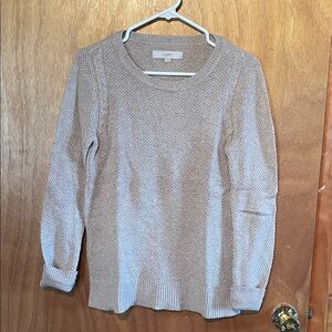 LOFT Women's Beige Crew Neck Sweater